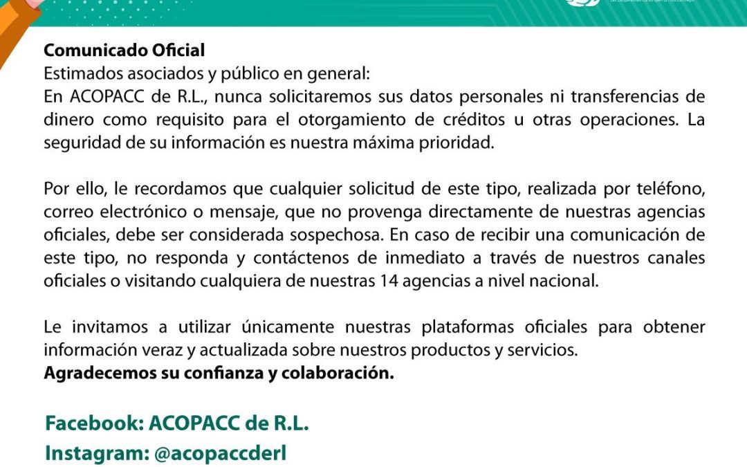 COMUNICADO IMPORTANTE