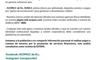 AVISO IMPORTANTE A NUESTROS ASOCIADOS Y PÚBLICO EN GENERAL